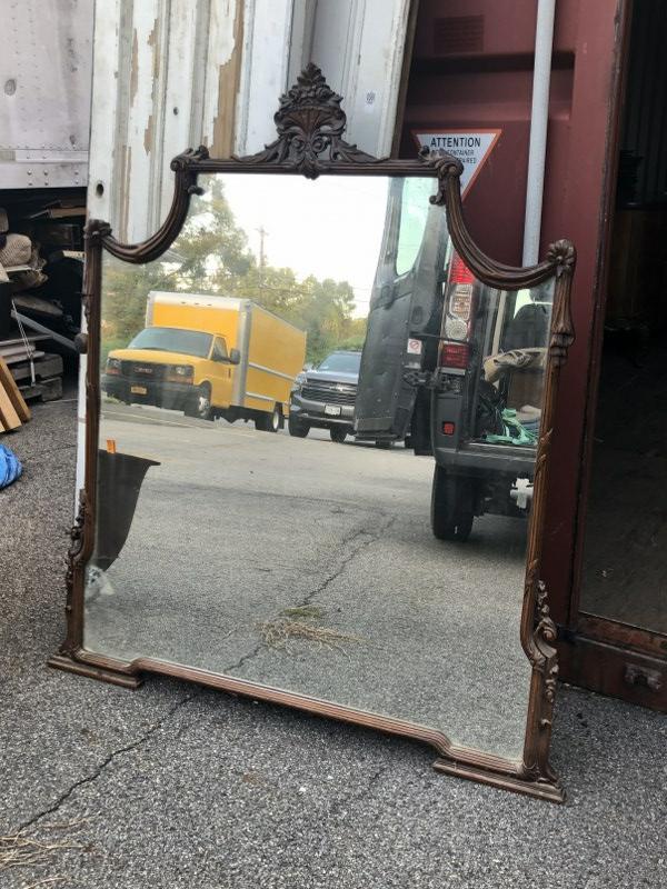 LARGE DECORATIVE MAHOGANY MIRROR, NICE CONDITION, (1 of 3)