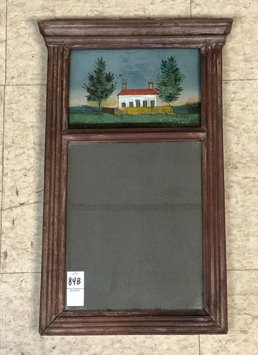 19TH C REVERSE PAINTED MIRROR WITH LANDSCAPE SCENE WITH (1 of 2)