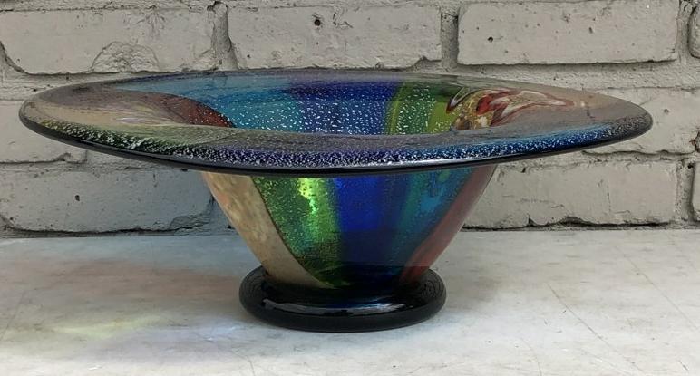 LARGE CONTEMPORARY ART GLASS CENTER BOWL, FROM LOCAL (1 of 6)