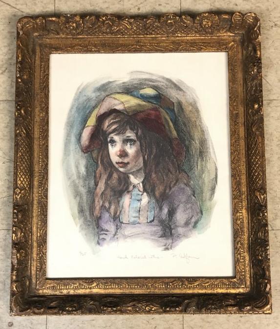 P ALFIERI HAND COLORED LE LITHOGRAPH OF YOUNG GIRL, (1 of 4)
