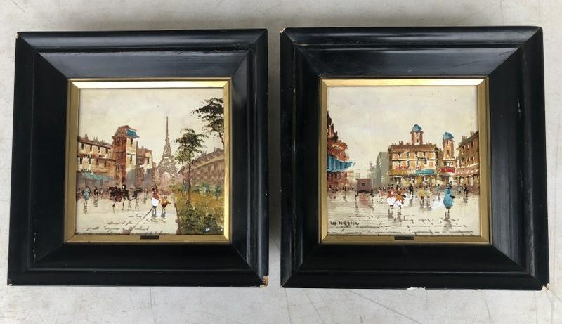 (2) CHARLES NICOISE PARIS STREET SCENES PAINTINGS ON (1 of 5)