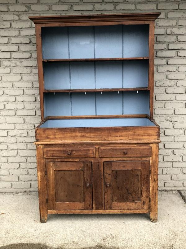19TH C 2 PC. COUNTRY PINE DRY SINK CUPBOARD, FROM (1 of 6)