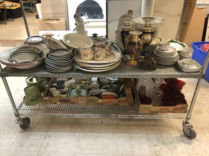 2 CART SHELVES OF MISC. ESTATE GOODS TO INCLUDE (1 of 9)