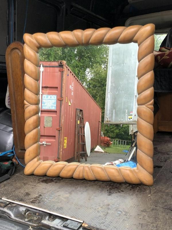 DECORATIVE CONTEMPORARY WOOD MIRROR MEASURES 39.5" X (1 of 3)