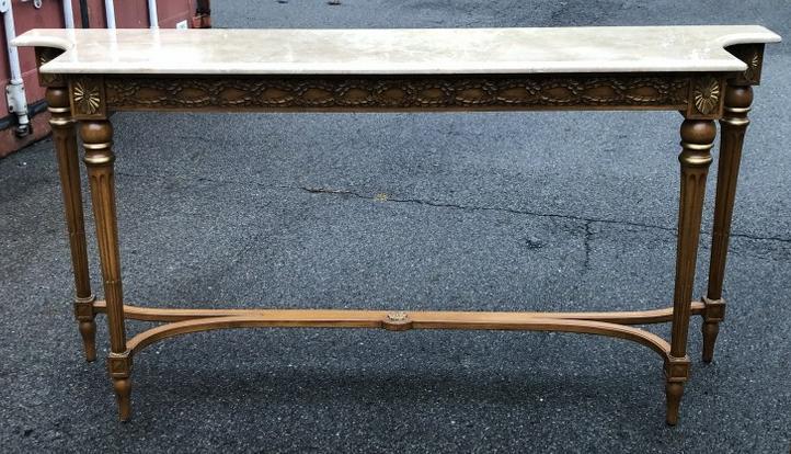 CONTEMPORARY DECORATIVE MARBLE TOP CONSOLE IN VERY GOOD (1 of 4)