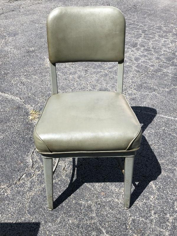 CHROMECRAFT METAL INDUSTRIAL OFFICE CHAIR STAMPED 1956.: CHROMECRAFT METAL INDUSTRIAL OFFICE CHAIR STAMPED 1956. ALL ORIGINAL, GOOD CONDITION.