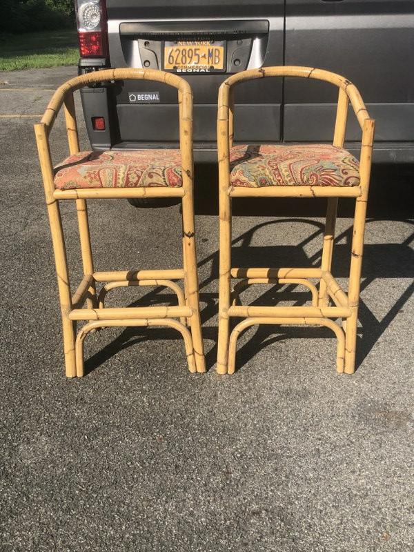 PAIR VERY NICE BAMBOO STOOLS, STRUCTURALLY SOUND AND (1 of 2)
