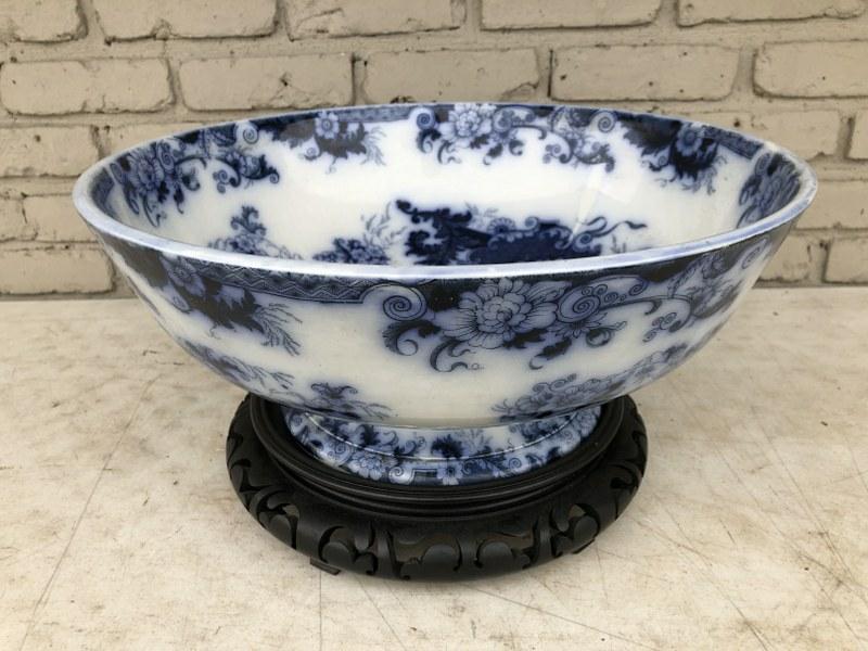 19TH C BEAUTIFUL OVERSIZED CAULDON (ENGLAND) BLUE & (1 of 6)