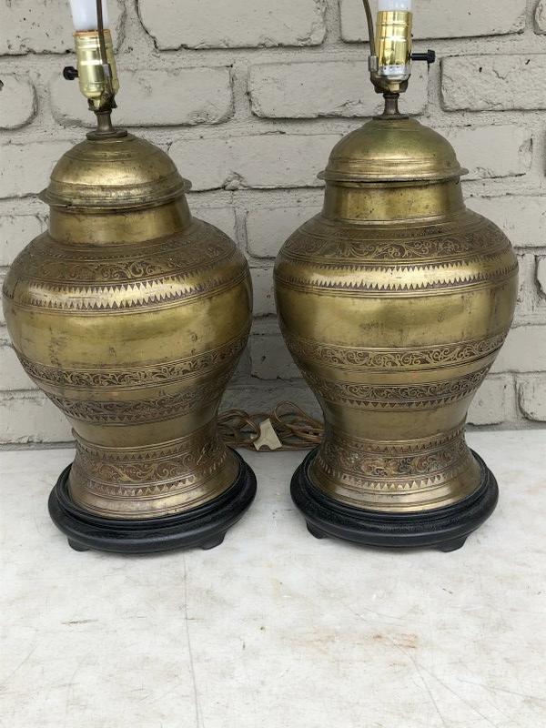 WONDERFUL PAIR OLD BRASS DECORATIVE ASIAN OR INDIAN (1 of 5)