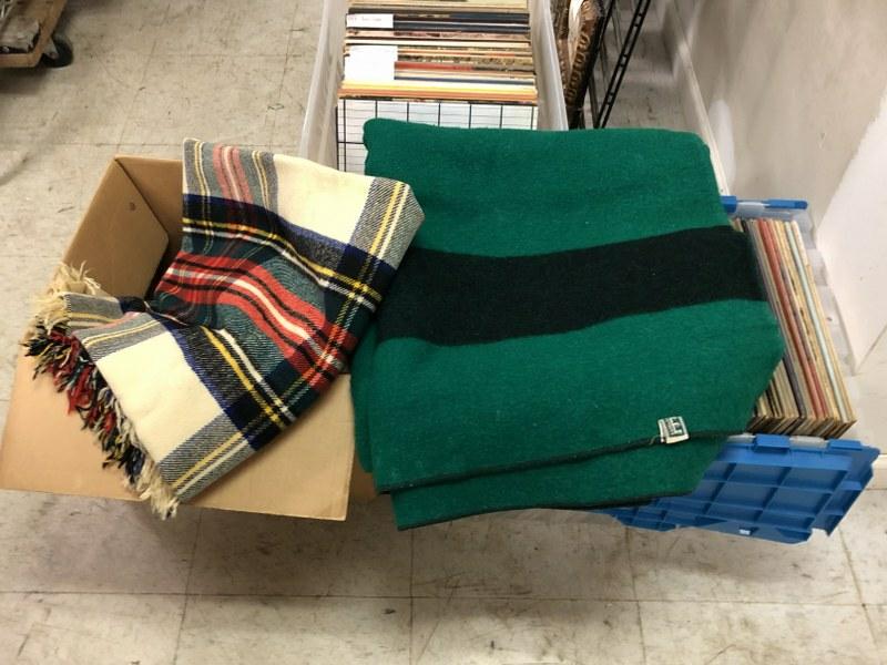 ESTATE LOT 2 WOOL BLANKETS, GREEN IS L L BEAN, AND (1 of 3)