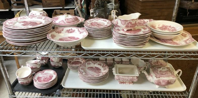 LARGE ESTATE LOT JOHNSON BROS. RED AND WHITE CHINA, (1 of 10)