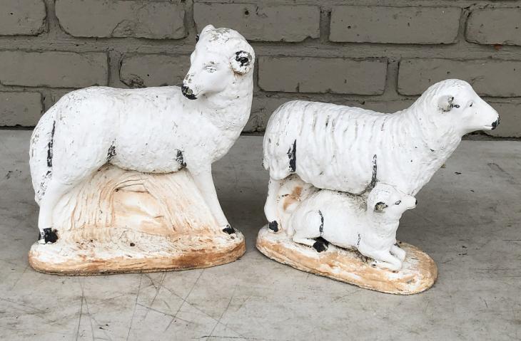 (2) OLD CONCRETE GARDEN FIGURES INCL. RAM MEASURING 10" (1 of 4)