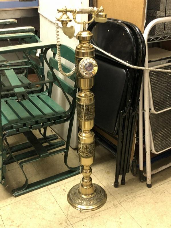 BRASS FLOOR MODEL NOVELTY TELEPH0NE, AS YOU SEE IT, IT (1 of 1)