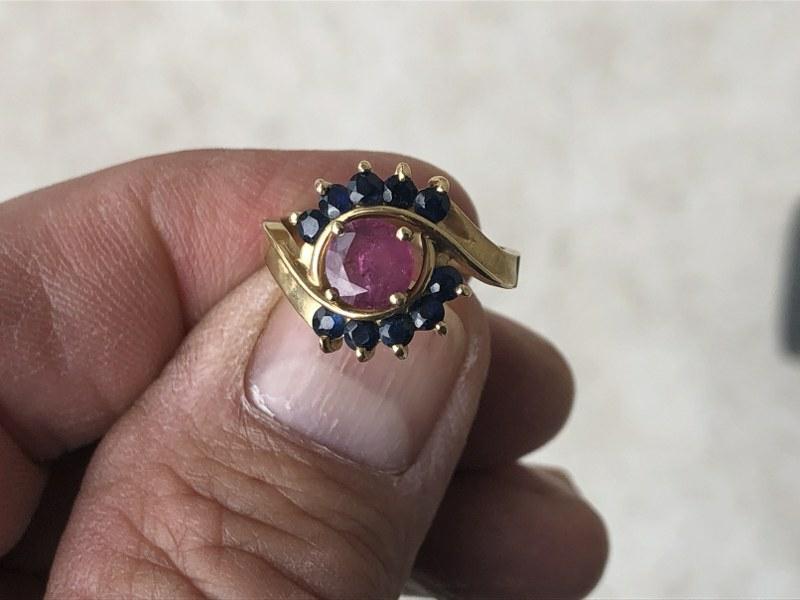 14K RUBY AND SAPHIRES LADIES RING, FROM LOCAL ESTATE, (1 of 3)
