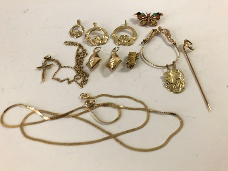 14K MISC. ESTATE JEWELRY LOT FROM LOCAL ESTATE, CHAIN, (1 of 5)