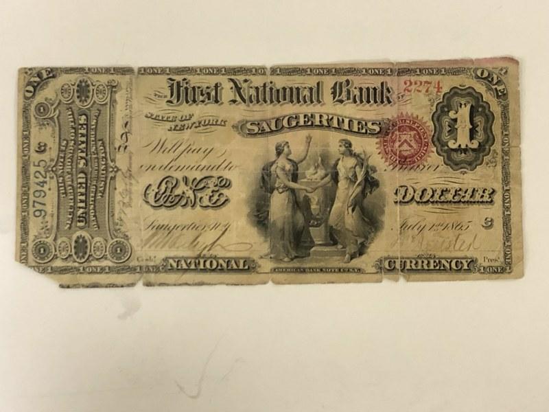FIRST NATIONAL BANK OF SAUGERTIES $5 BILL FROM LOCAL (1 of 3)