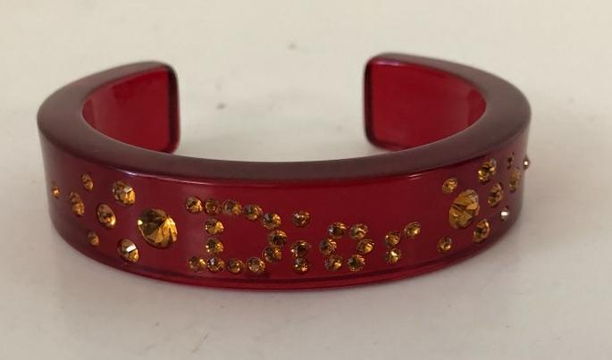 DIOR LUCITE BRACELET WITH RED CRYSTALS, VERY NICE (1 of 2)