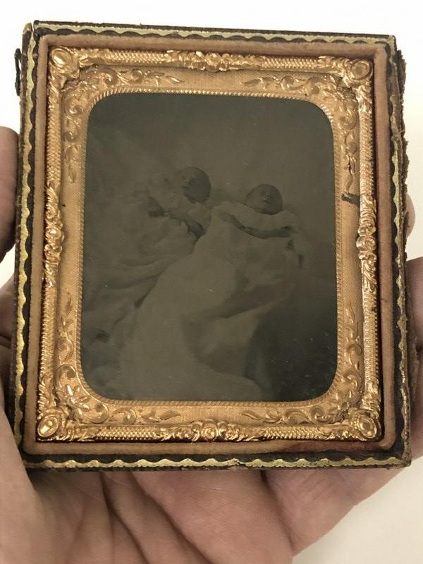 POSTMORTEM TINTYPE OF POSSIBLY TWINS, FROM NYC ESTATE (1 of 2)
