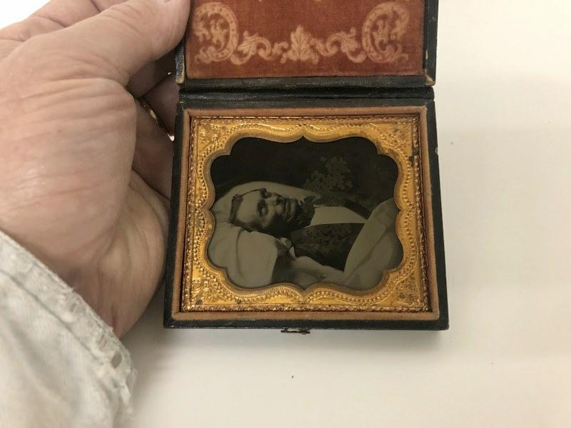 POSTMORTEM AMBROTYPE OF OLDER GENTLEMAN, FROM NYC (1 of 3)