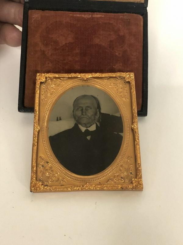 POSTMORTEM RUBY AMBROTYPE OF OLDER GENTLEMAN, (1 of 4)