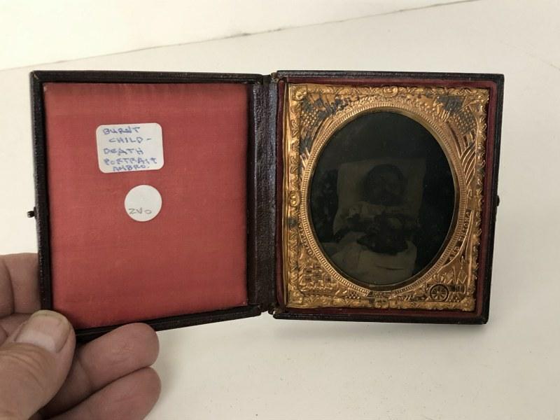 POSTMORTEM AMBROTYPE OF BURNT CHILD, FROM NYC ESTATE OF (1 of 4)