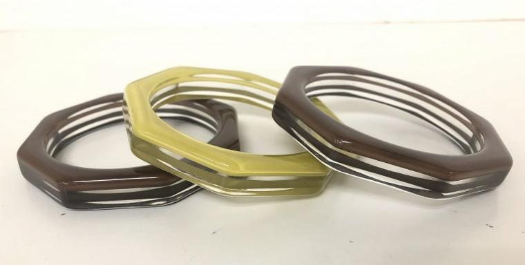 (3) 1950'S LUCITE OR PLASTIC BRACELETS, FROM ONE OWNER (1 of 3)