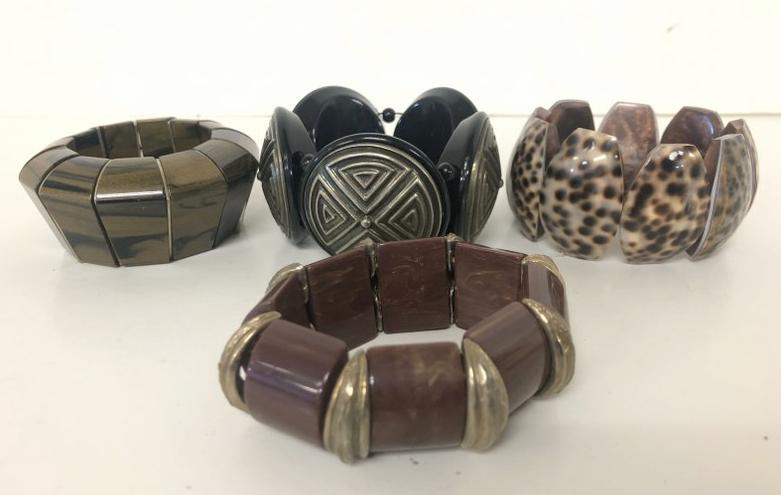 (4) VINTAGE VERY COOL LOOKING BRACELETS, BAKELITE OR (1 of 7)