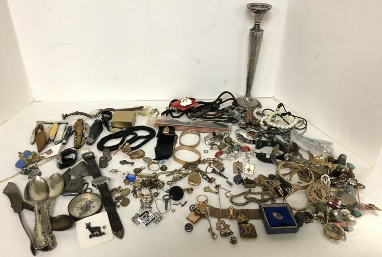 ESTATE LOT VINTAGE JEWELRY, SOME STERLING, MASONIC PINS (1 of 12)