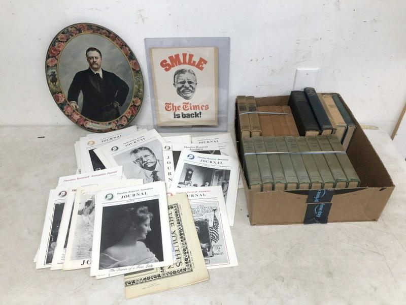 LOT OF TEDDY ROOSEVELT COLLIERS TIN TRAY + BOOKS & (1 of 10)