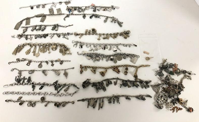 (17) VINTAGE CHARM BRACELETS, SOME STERLING, SOME (1 of 7)
