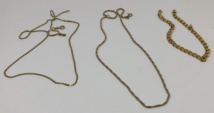 14K (3) PCS. ESTATE LOT- (2) CHAINS INCLUDING (1 of 5)