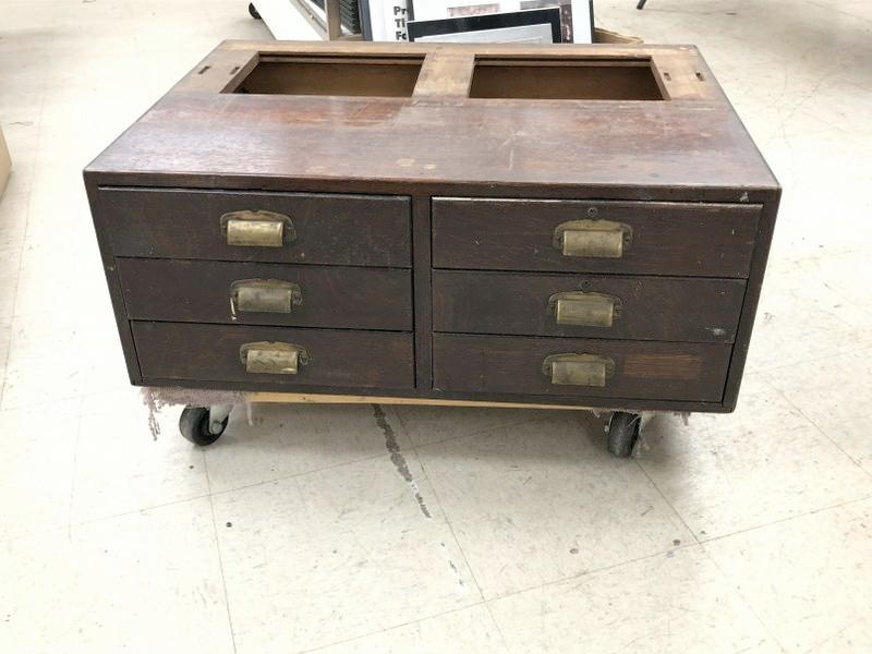 OAK 6 DRAWER CABINET FROM BROOKLYN ESTATE, MEASURES 33" (1 of 2)