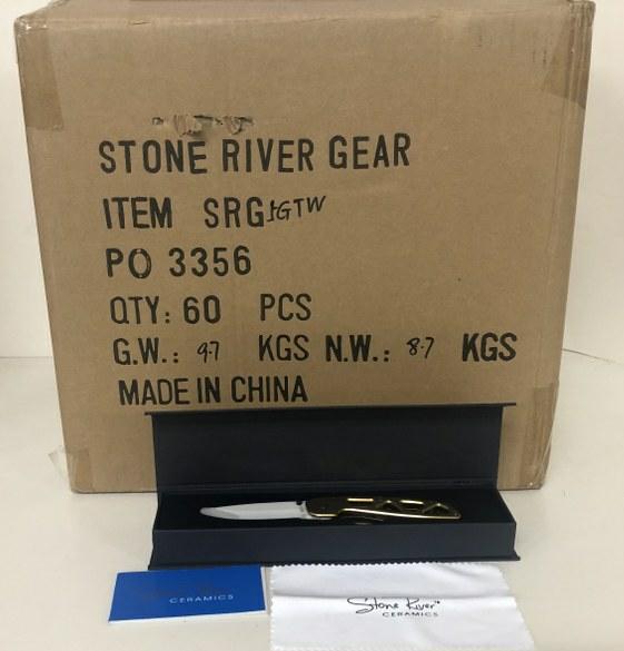 CERAMIC FOLDING KNIFE WITH TITANIUM COATED HANDLE: CERAMIC FOLDING KNIFE WITH TITANIUM COATED HANDLE SRG5GTW BOX OF 60