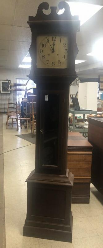 CHERRY TALL CASE CLOCK, MAKER UNKNOWN, FROM LOCAL (1 of 11)