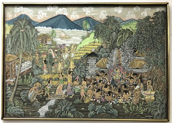 BALI PAINTING LARGE LANDSCAPE SCENE WITH PEOPLE (1 of 3)