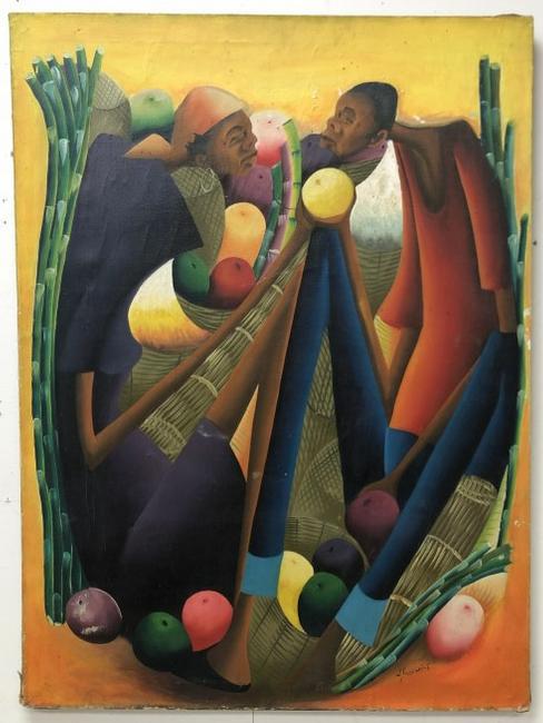 JACQUE LOUS SAINT (HATIAN) O/C MAN & WOMAN WITH FRUITS (1 of 3)