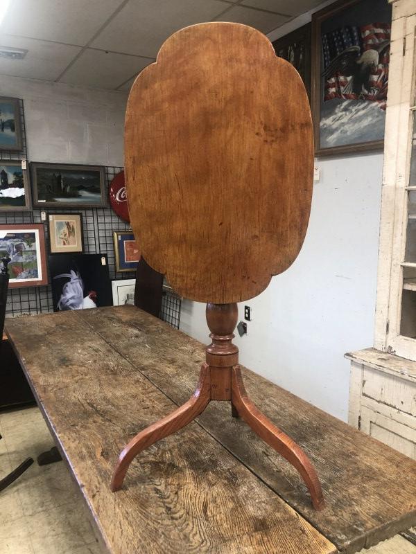 19TH C REFINISHED TILT TOP CANDLESTAND, OLD REPAIRS TO (1 of 4)