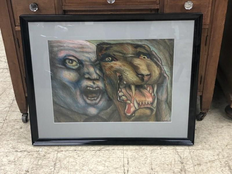 EDWIN BIEBUYCK (1955-1991) COLORED PENCIL DRAWING OF (1 of 3)