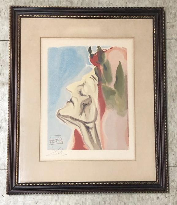 SIGNED SALVADORE DALI PRINT OF FACE, PENCIL SIGNED (1 of 3)