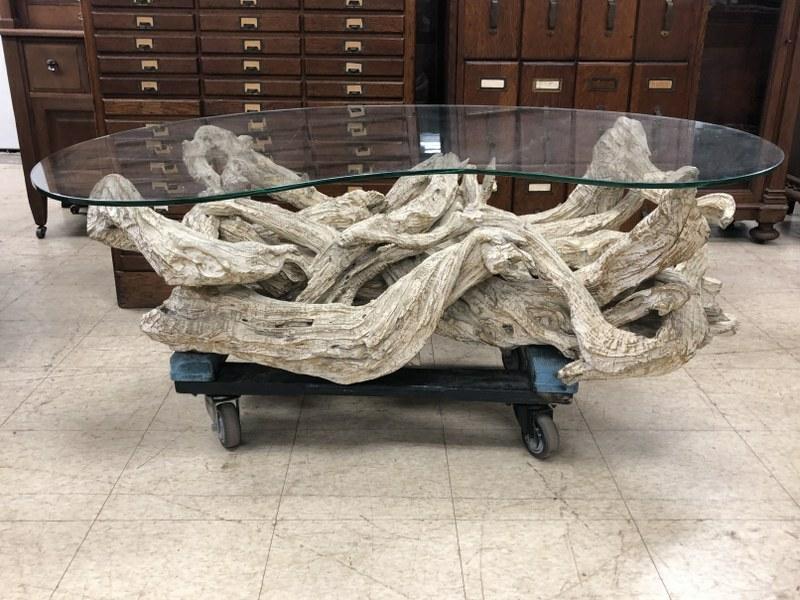 1950'S OR 60'S DRIFTWOOD COFFEE TABLE WITH CURVED TOP (1 of 6)