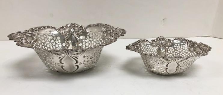 (2) ENGLISH FANCY STERLING FILIGREE BOWLS, WITH HEADS (1 of 9)