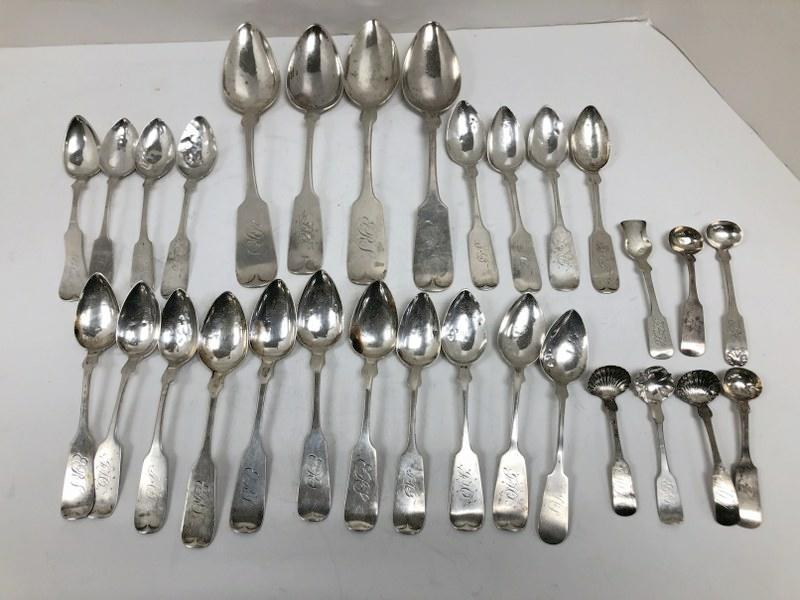 (30) PCS. ESTATE COIN SILVER SPOONS, FROM DUTCHESS (1 of 8)
