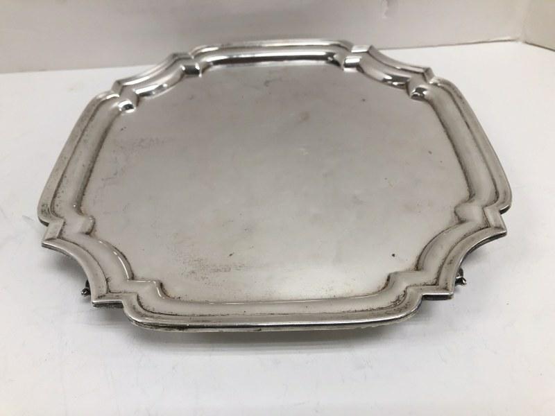 ENGLISH STERLING FOOTED TRAY, A FEW LIGHT DINGS, (1 of 6)