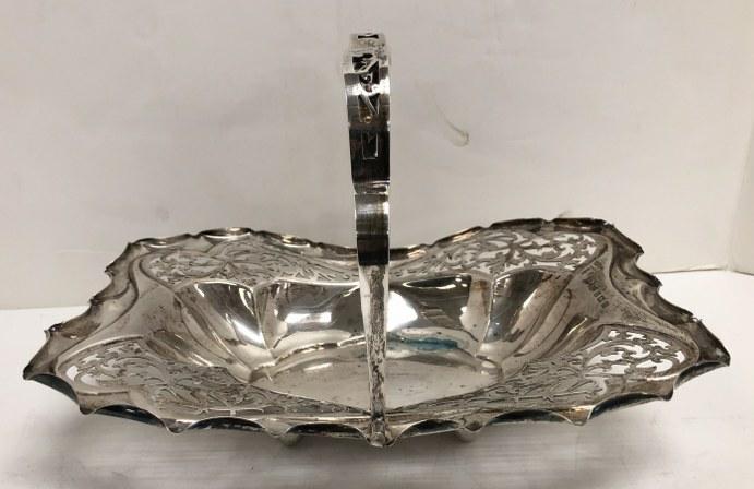 ENGLISH HANDLED STERLING BASKET, WITH BALL FEET, (1 of 10)
