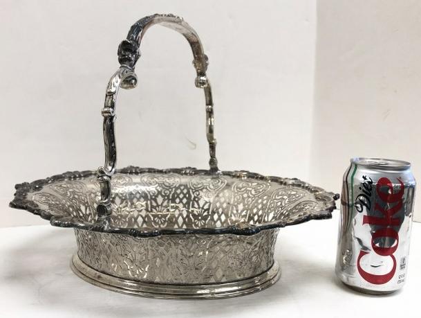 LARGE EUROPEAN FANCY FILIGREE (800) BASKET, HALLMARKS (1 of 12)