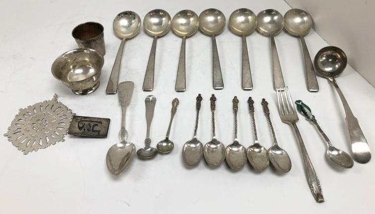 ESTATE STERLING SILVER MISC. LOT INCLUDING 7 MATCHING (1 of 9)