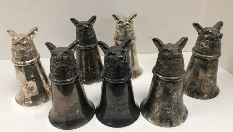 (7) SILVERPLATED FOX STIRRUPS,(1) 1955 AND (6) 1960 (1 of 6)