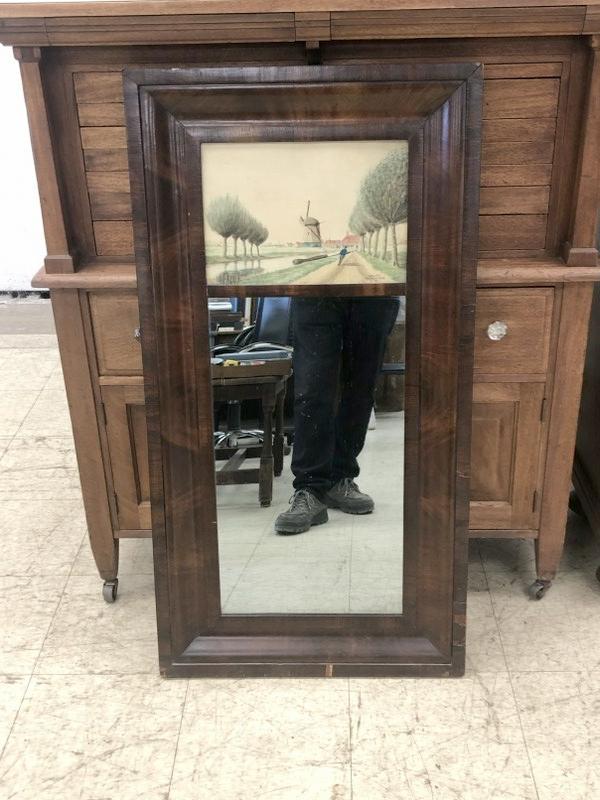 LARGE ESTATE OGEE MIRROR WUTH HAND PAINTED WATERCOLOR (1 of 3)