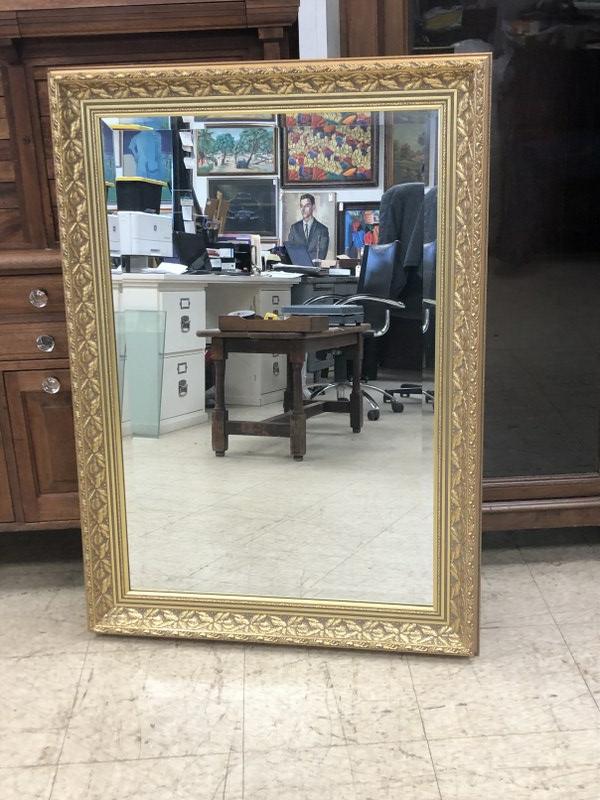 DECORATIVE GOLD FRAME BEVELED MIRROR, NOT ANTIQUE, VERY (1 of 2)
