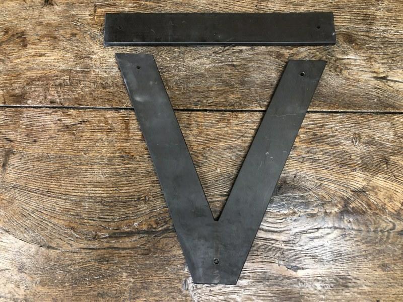 HEAVY BRONZE OR BRASS (BAR V ) RANCH SIGN, PROBABLY (1 of 3)